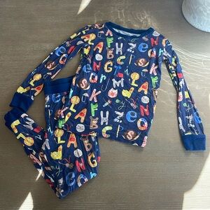 little sleepies 2 piece blue alphabet pjs